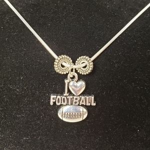 🧵Handmade🧵 Silver Necklace w/I ♡ Football Charm
